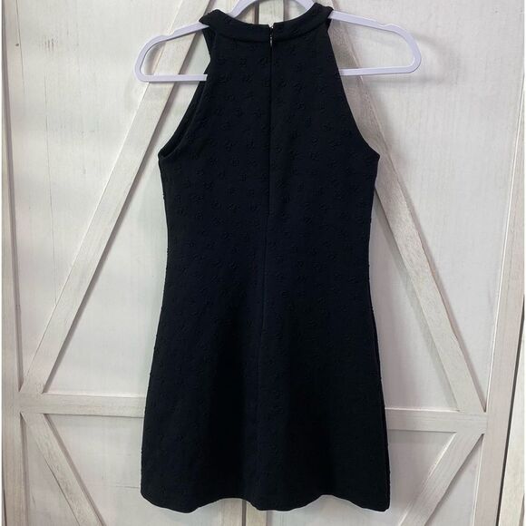 Betsey Johnson Halter Style Solid Black Swing Dress With Raised Rose Design - Picture 6 of 12